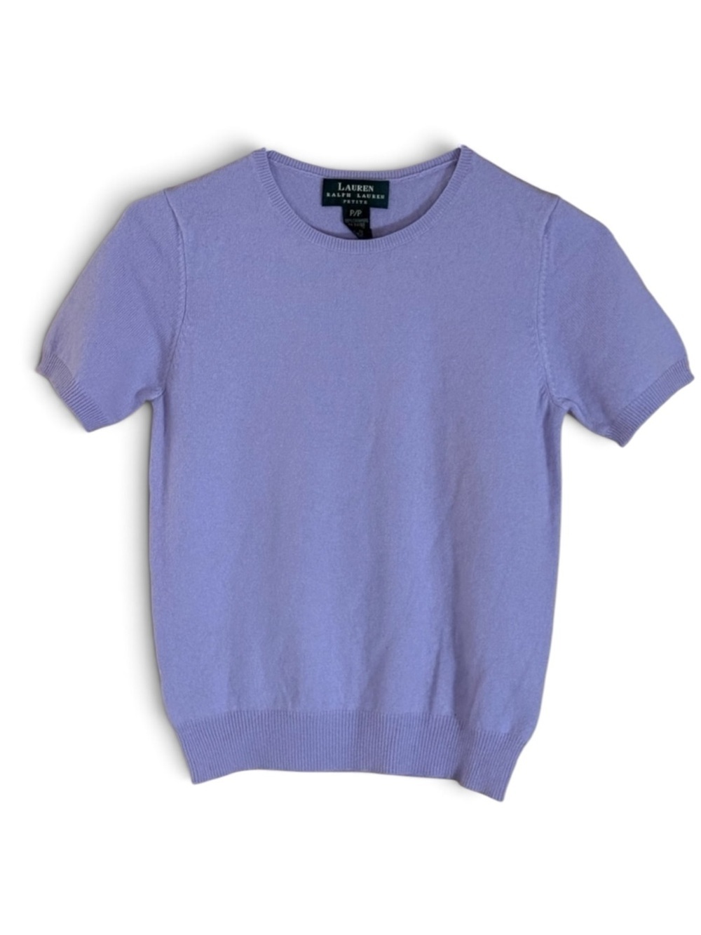Ralph Lauren Lavender Cashmere Crewneck Short Sleeve Sweater